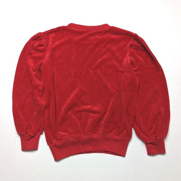 Vintage Jet Set Sweatshirt Girls Size 6-7 Red Velour Long Sleeve Pullover - Picture 2 of 5